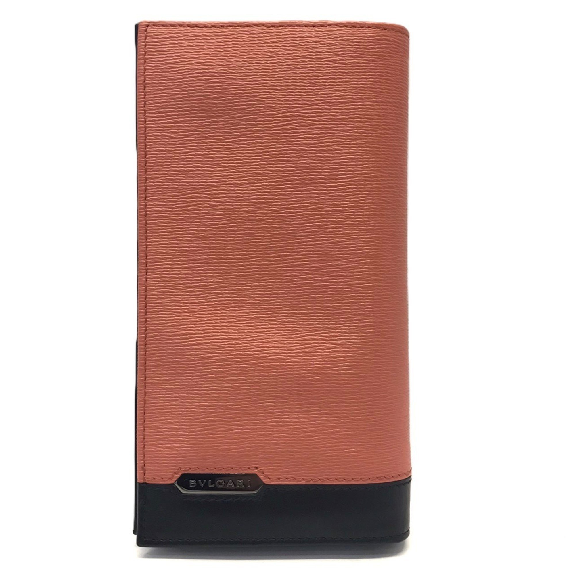 Bvlgari Octo Serpenti Scaglie Man Long Wallet Folding Leather Orange Salmon P...